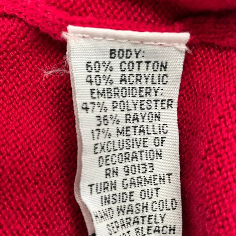 Bob Mackie Wearable Art XL Red‎ Cardigan Sweater A92676